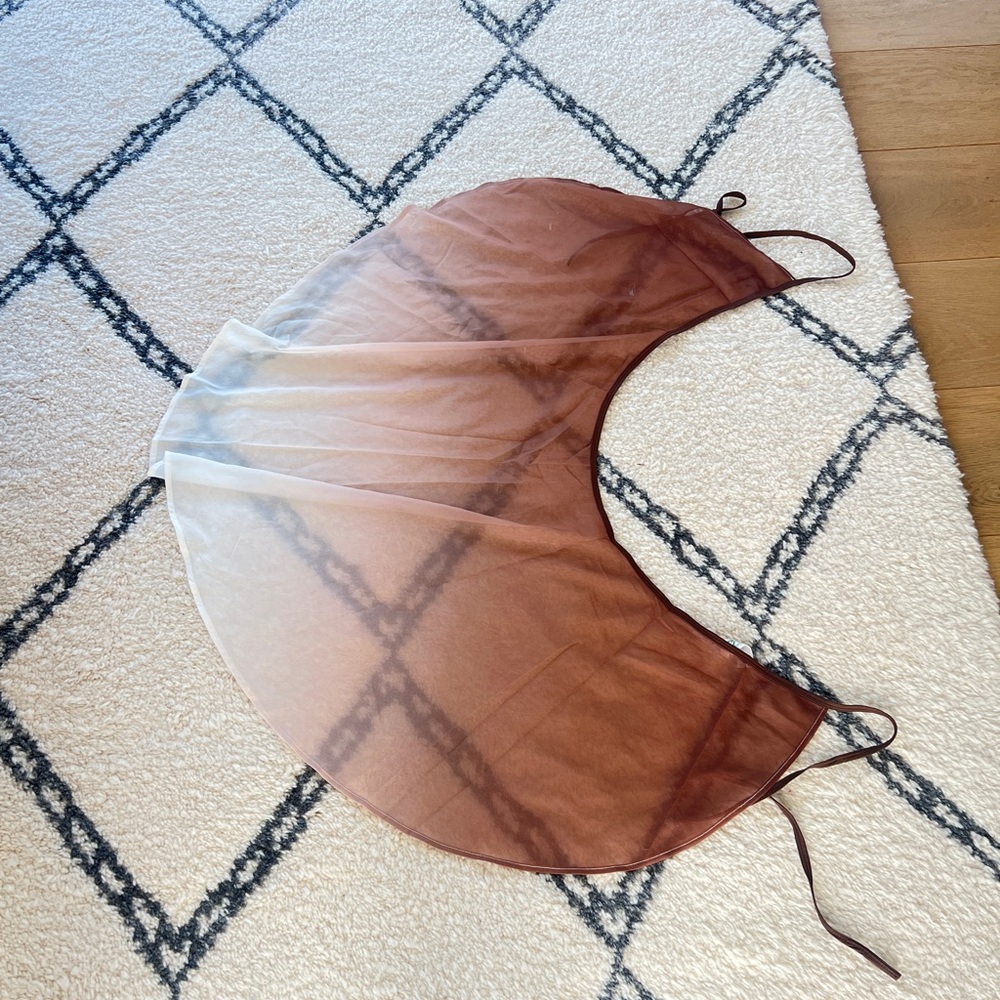 Sheer Ombre Brown and Creme ballet wrap skirt